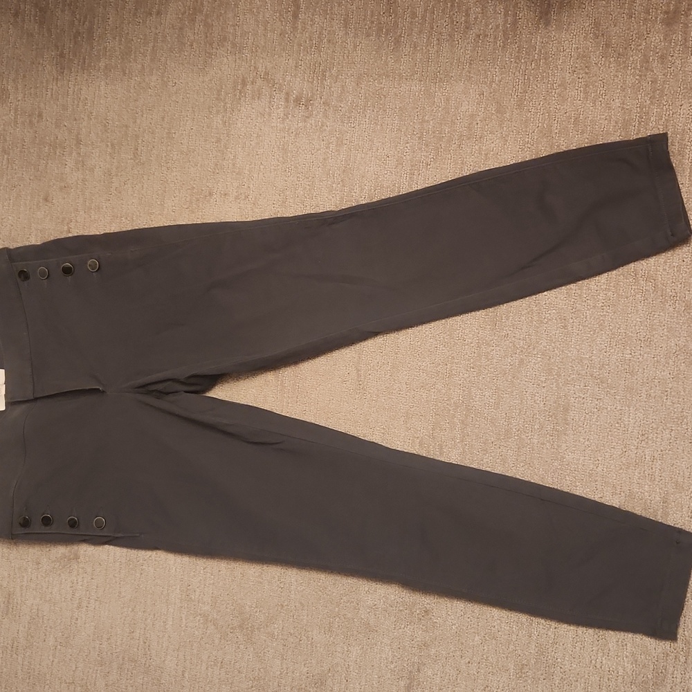 LOFT Womens Dark Gray Button-Accent Pants